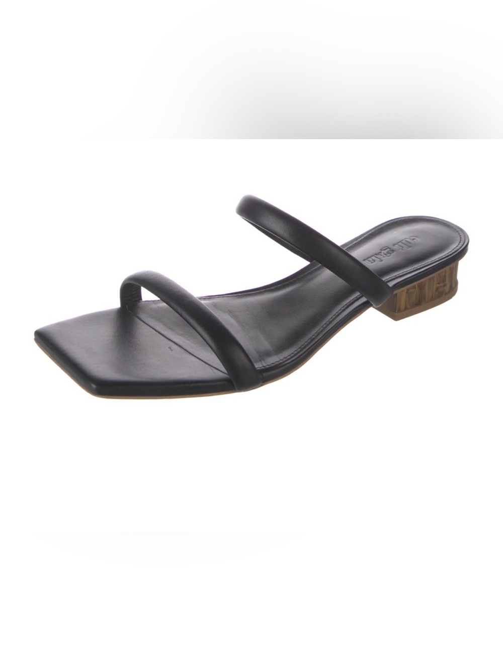 💄cult gaia Black Leather Double Strap Square Toe Slide Sandals US 10
